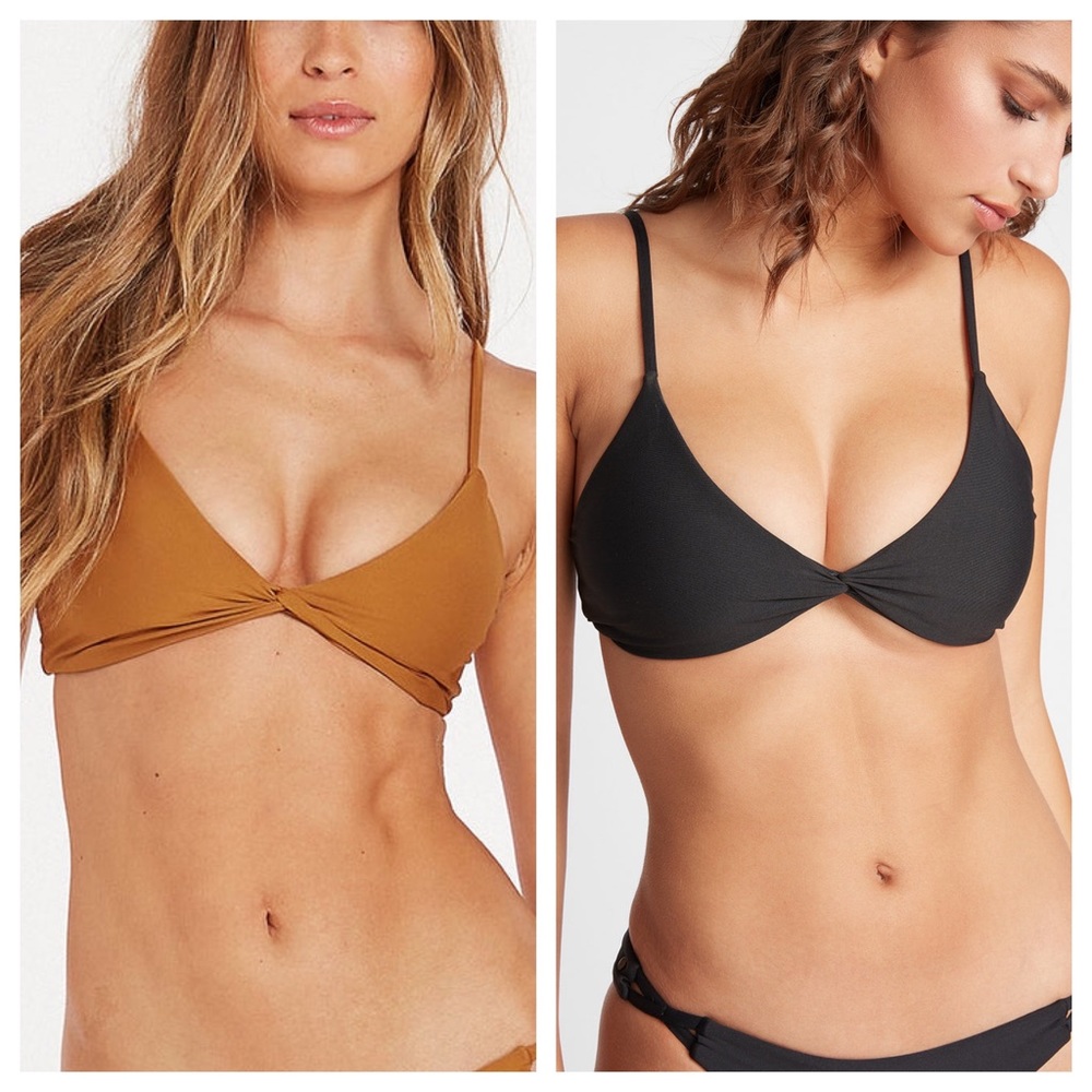 2 Volcom Simply Seamless V Neck Bikini Tops Small